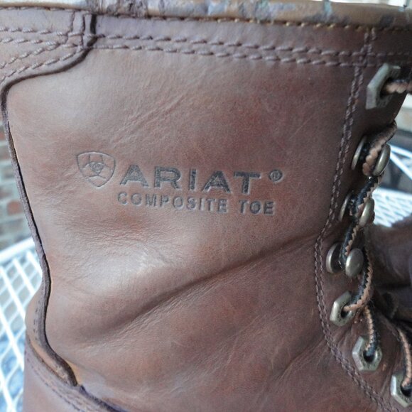 ARIAT Brown Leather Composite Toe Work Hog Lace Up Boots Size 10EE - Picture 6 of 9
